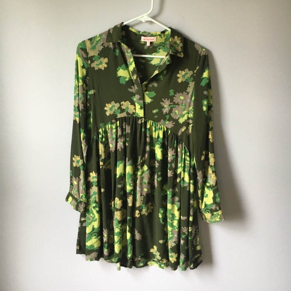Nordstrom Re:Named green patterned babydoll dress